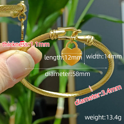 Simple Style Heart Shape Stainless Steel Plating 18k Gold Plated Bangle