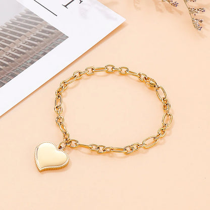 Simple Style Heart Shape Stainless Steel Plating 18k Gold Plated Bracelets