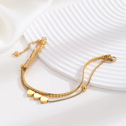 Simple Style Heart Shape Stainless Steel Plating 18k Gold Plated Bracelets