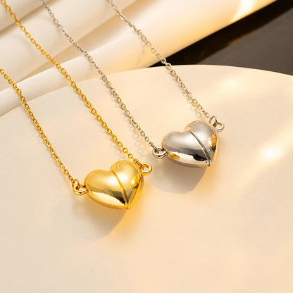 Simple Style Heart Shape Stainless Steel Plating 18k Gold Plated Pendant Necklace