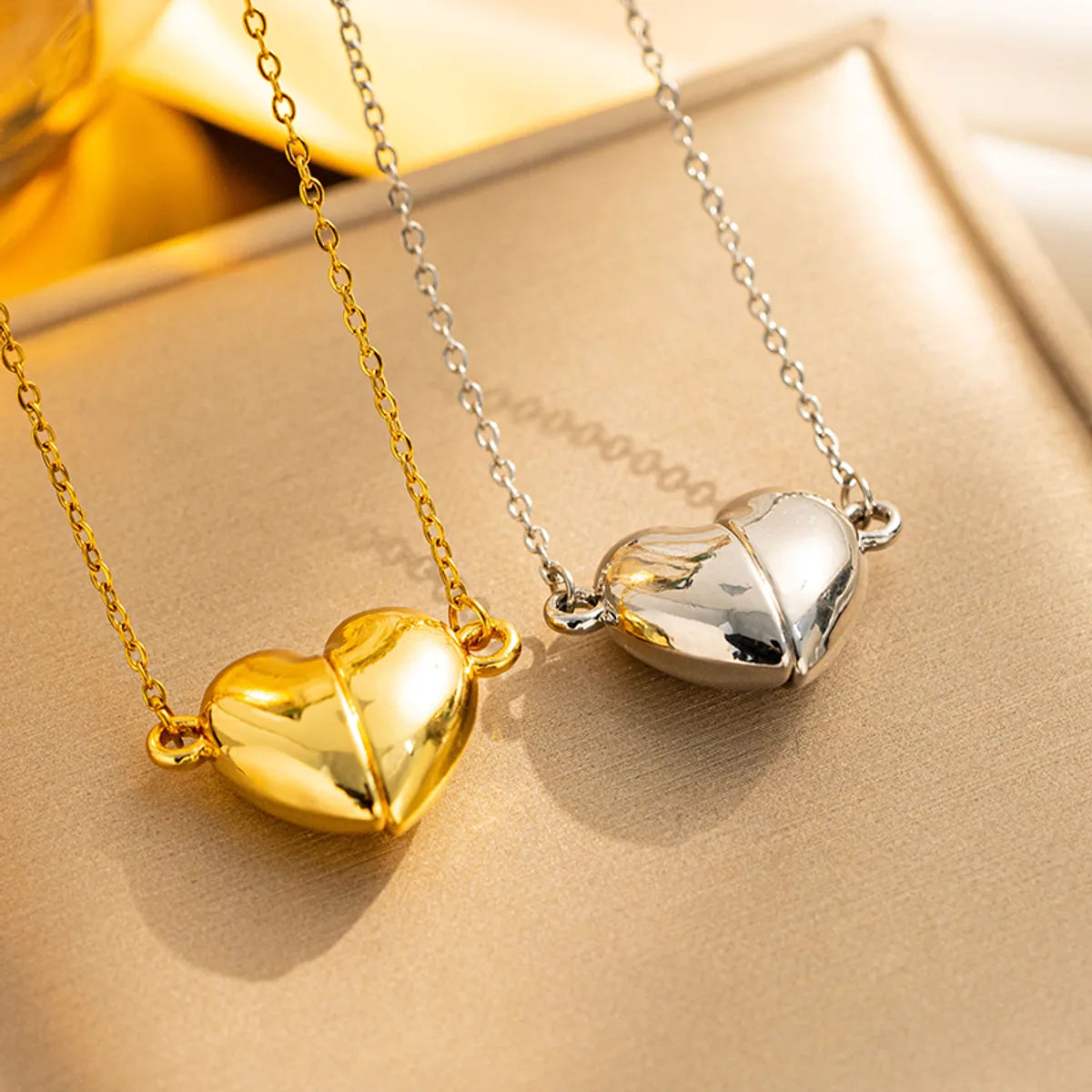 Simple Style Heart Shape Stainless Steel Plating 18k Gold Plated Pendant Necklace