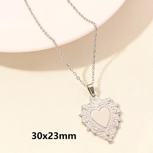 Wholesale Jewelry Simple Style Heart Shape 304 Stainless Steel Plating Pendant Necklace