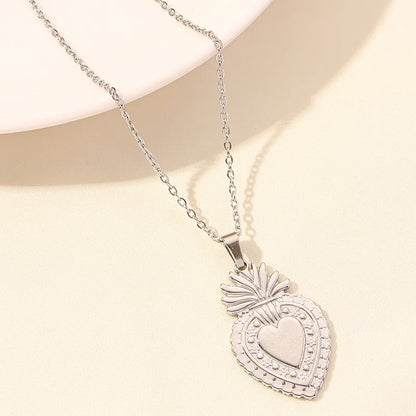 Wholesale Jewelry Simple Style Heart Shape 304 Stainless Steel Plating Pendant Necklace