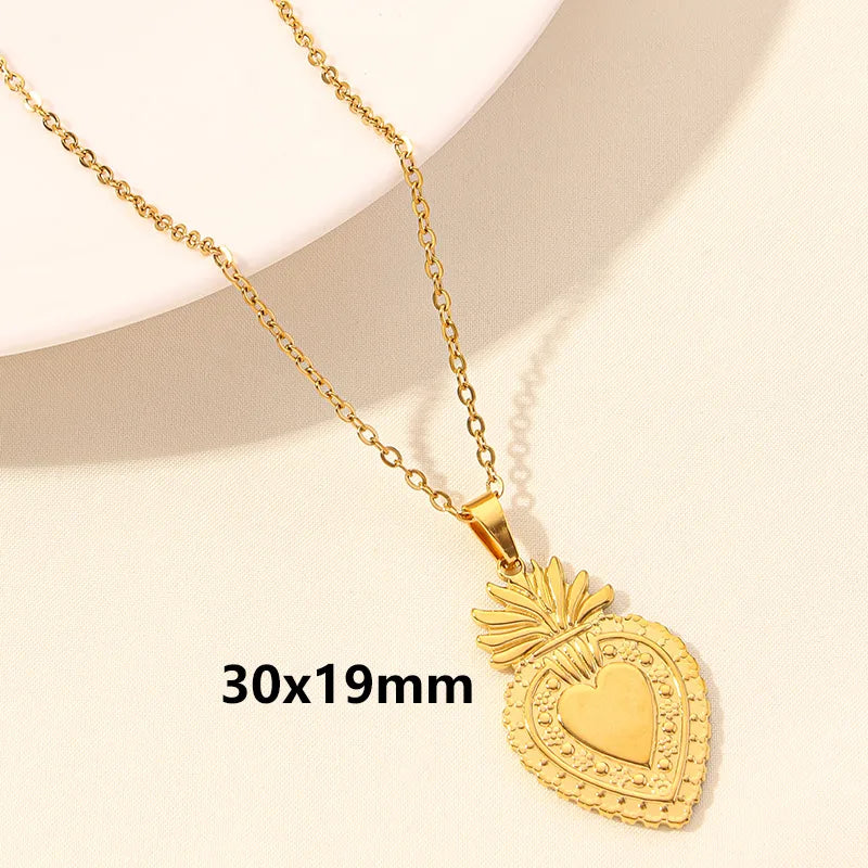 Wholesale Jewelry Simple Style Heart Shape 304 Stainless Steel Plating Pendant Necklace