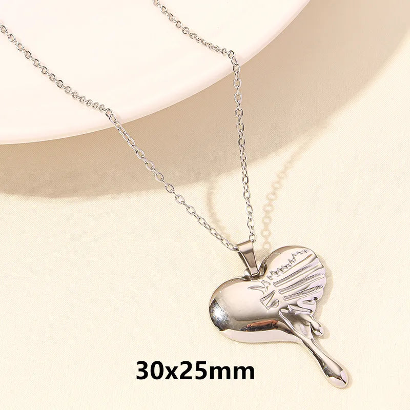 Wholesale Jewelry Simple Style Heart Shape 304 Stainless Steel Plating Pendant Necklace