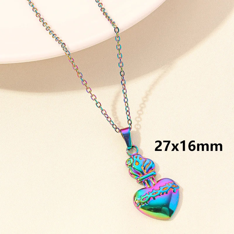 Wholesale Jewelry Simple Style Heart Shape 304 Stainless Steel Plating Pendant Necklace