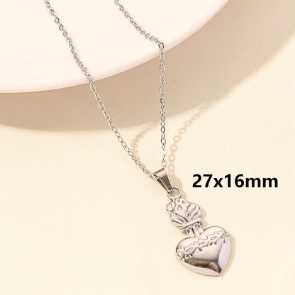 Wholesale Jewelry Simple Style Heart Shape 304 Stainless Steel Plating Pendant Necklace