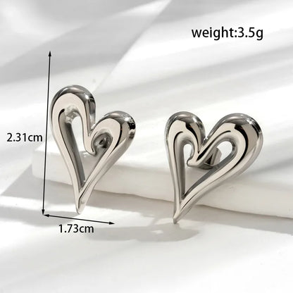 Wholesale Jewelry Simple Style Heart Shape 304 Stainless Steel Plating Rings Earrings