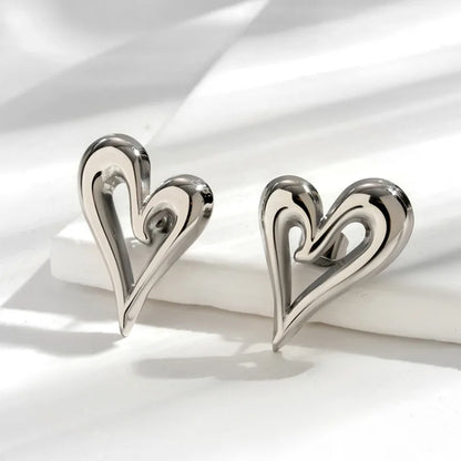 Wholesale Jewelry Simple Style Heart Shape 304 Stainless Steel Plating Rings Earrings