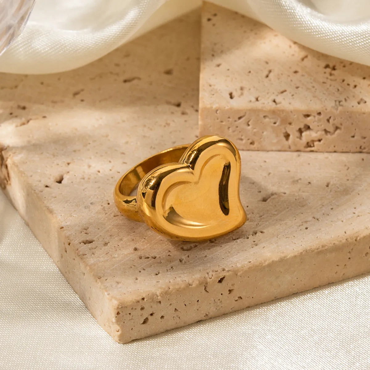 Simple Style Heart Shape Stainless Steel Plating 18k Gold Plated Rings