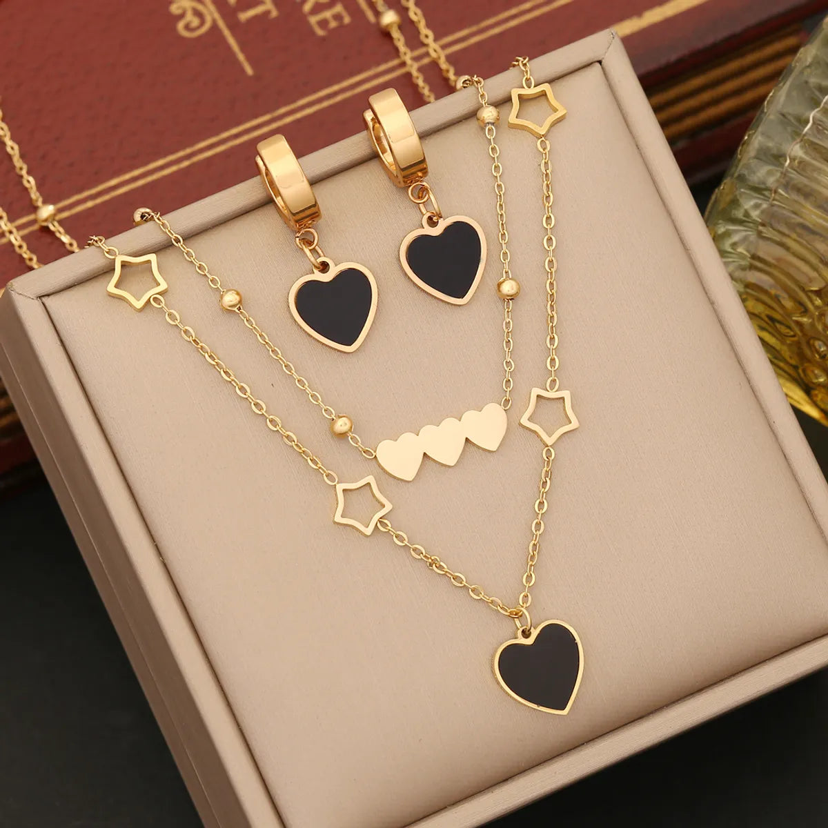 Simple Style Heart Shape Stainless Steel Plating Bracelets Earrings Necklace