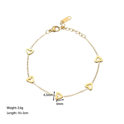 Simple Style Heart Shape 304 Stainless Steel White Gold Plated Gold Plated Bracelets In Bulk