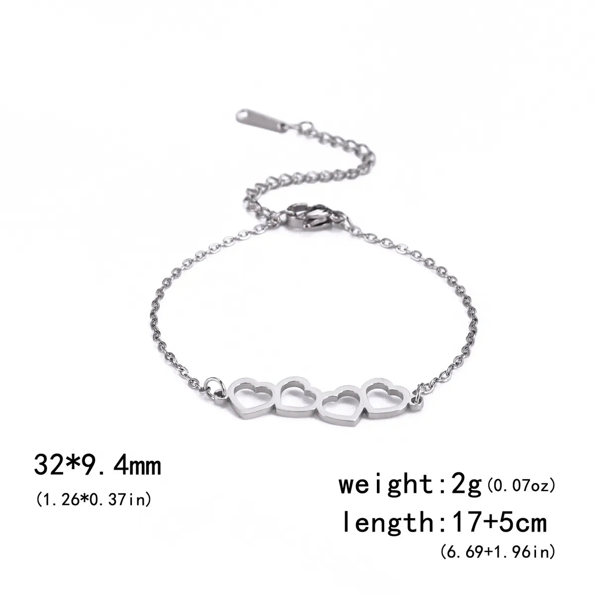 Simple Style Heart Shape Stainless Steel Plating Bracelets