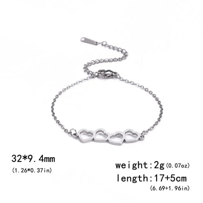 Simple Style Heart Shape Stainless Steel Plating Bracelets