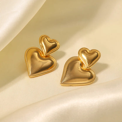 Simple Style Heart Shape Stainless Steel Plating Drop Earrings 1 Pair