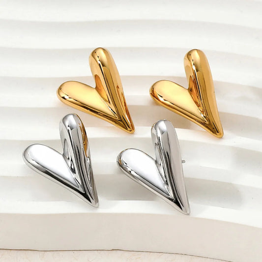 1 Pair Simple Style Heart Shape Plating Stainless Steel Earrings