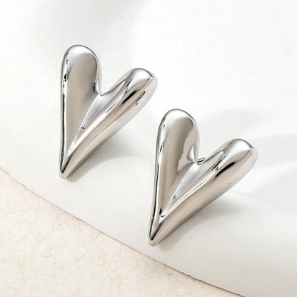 1 Pair Simple Style Heart Shape Plating Stainless Steel Earrings