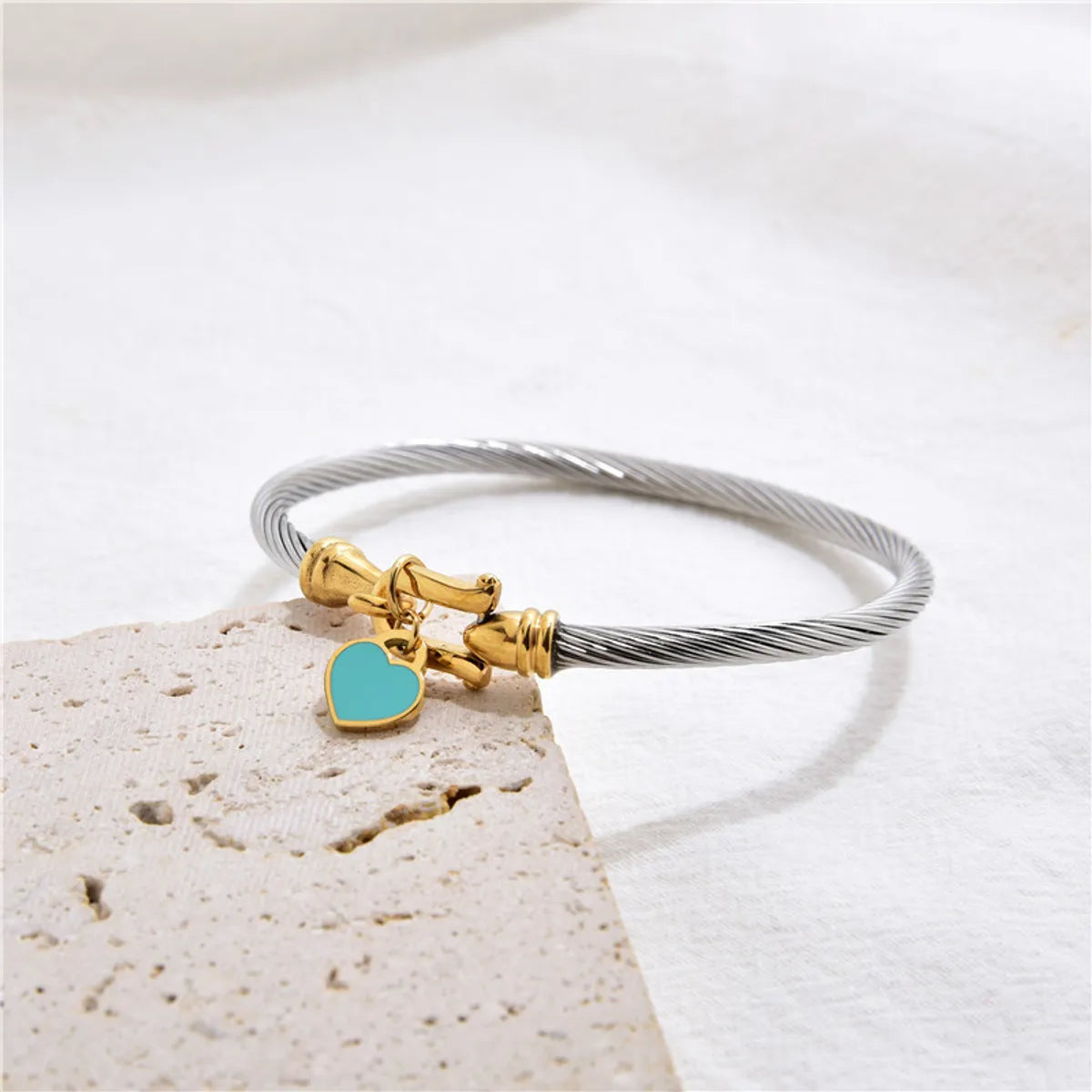 Simple Style Heart Shape Stainless Steel Plating Gold Plated Bangle