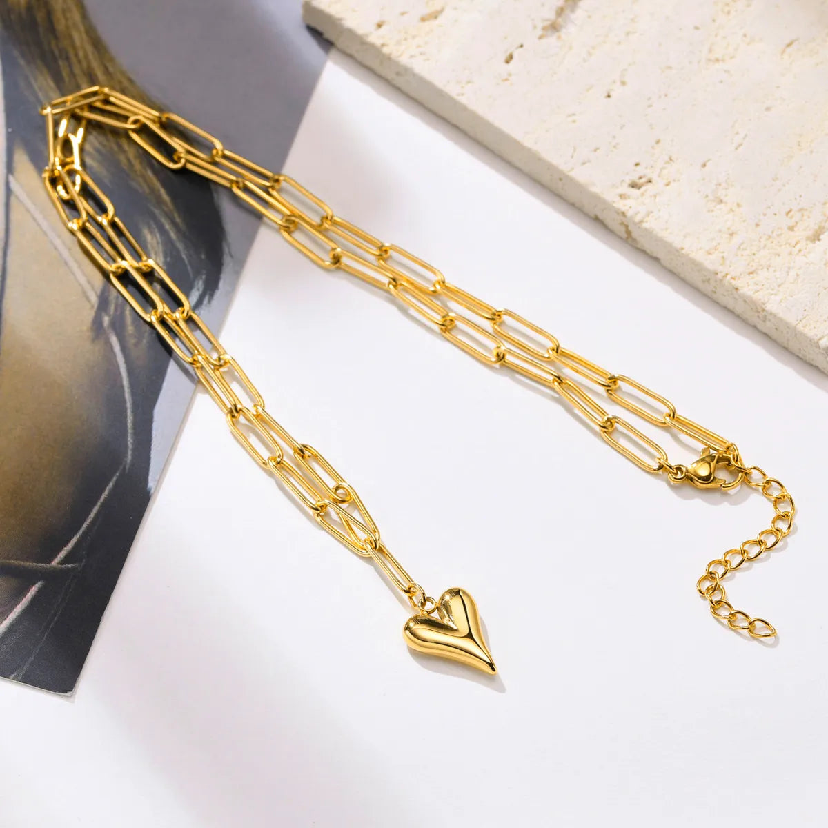 Simple Style Heart Shape Stainless Steel Plating Gold Plated Pendant Necklace