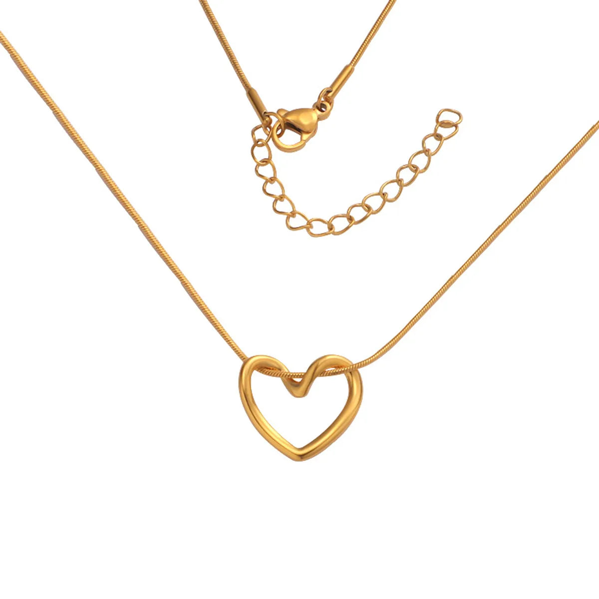 Simple Style Heart Shape Stainless Steel Plating Hollow Out 18k Gold Plated Rose Gold Plated Pendant Necklace Necklace