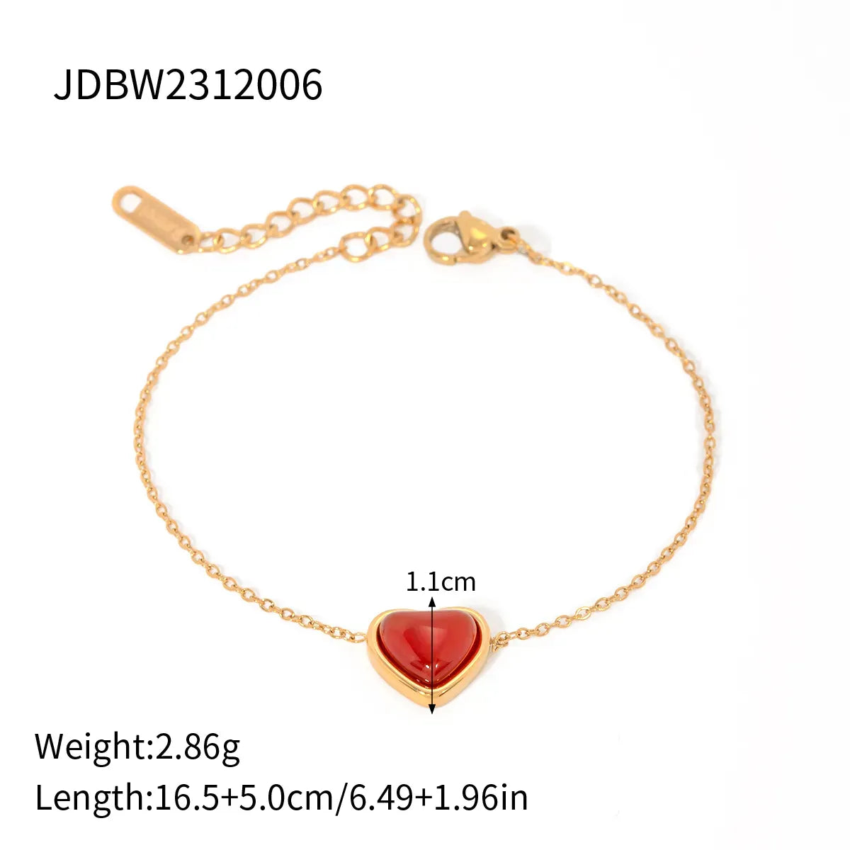 Simple Style Heart Shape Stainless Steel Plating Inlay Agate 18k Gold Plated Bracelets