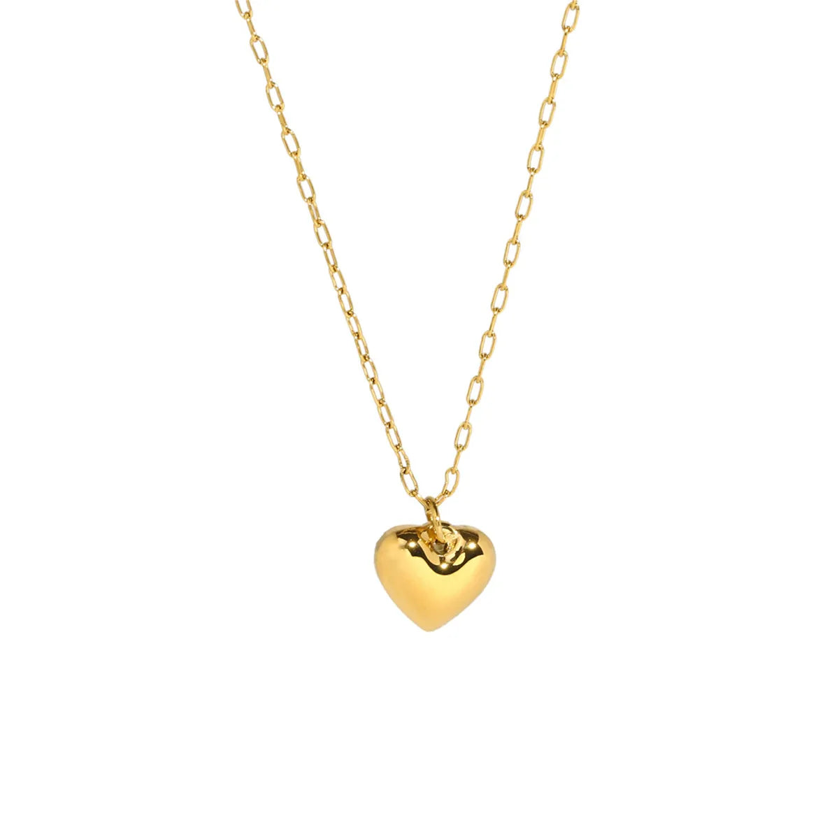 Simple Style Heart Shape Stainless Steel Plating Inlay Rhinestones 18k Gold Plated Pendant Necklace