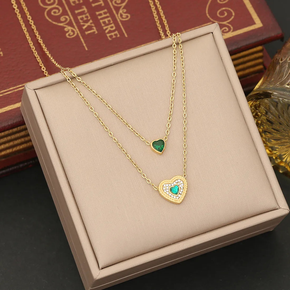 304 Stainless Steel Copper 18K Gold Plated Simple Style Plating Inlay Heart Shape Zircon Jewelry Set