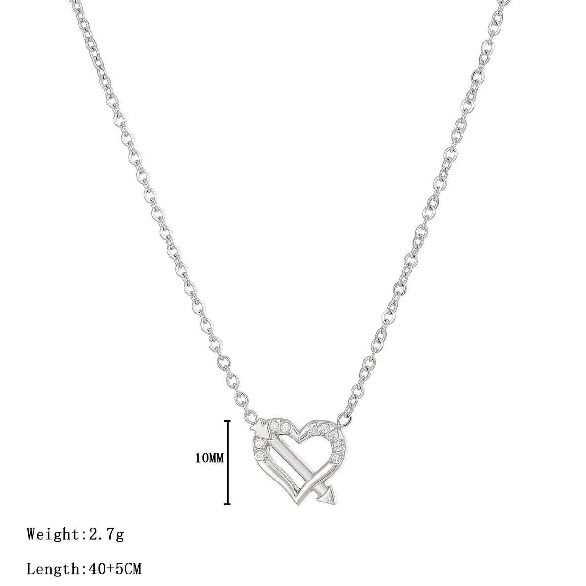 Simple Style Heart Shape Stainless Steel Plating Inlay Zircon White Gold Plated Gold Plated Pendant Necklace