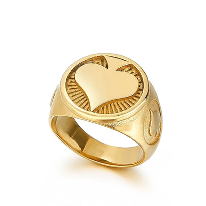 Simple Style Heart Shape Stainless Steel Plating 18K Gold Plated Men'S Rings