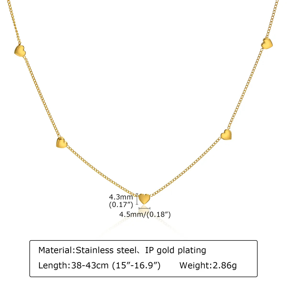 Simple Style Heart Shape Stainless Steel Plating Gold Plated Necklace