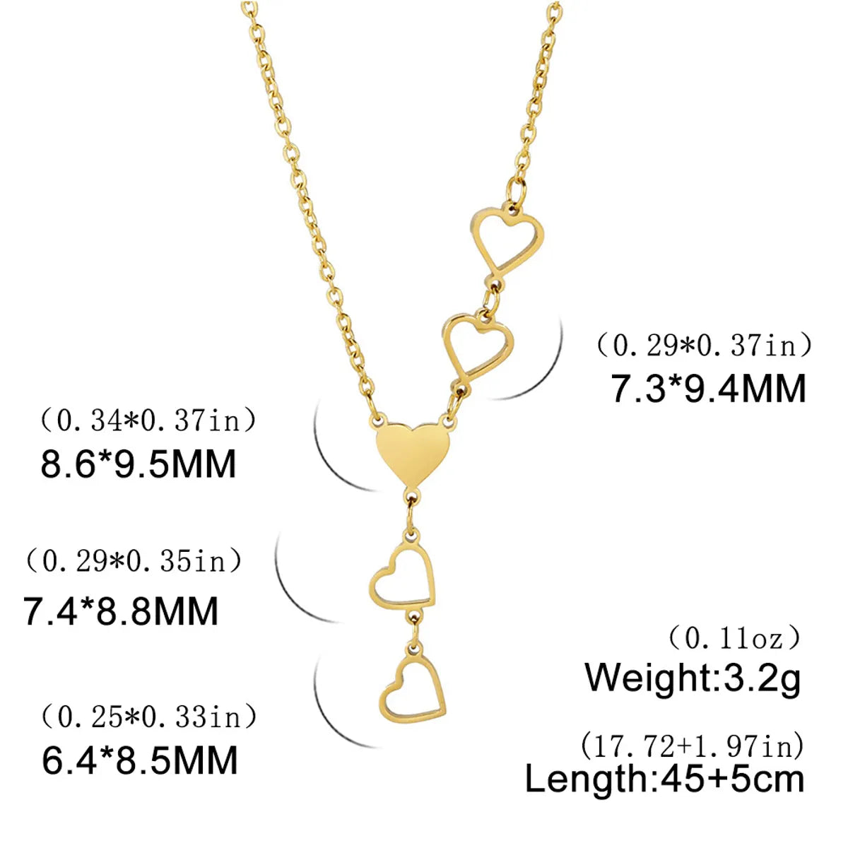 Simple Style Heart Shape Stainless Steel Plating Necklace