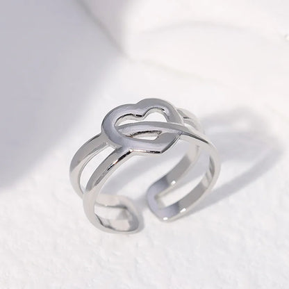 Simple Style Heart Shape Stainless Steel Plating Open Ring