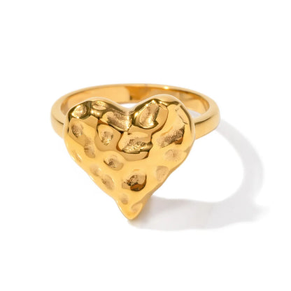 Simple Style Heart Shape Stainless Steel Plating Titanium Steel 18k Gold Plated Rings