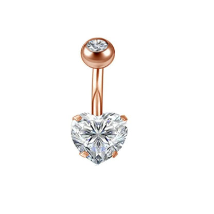 Simple Style Heart Shape Stainless Steel Plating Zircon Belly Ring 1 Piece