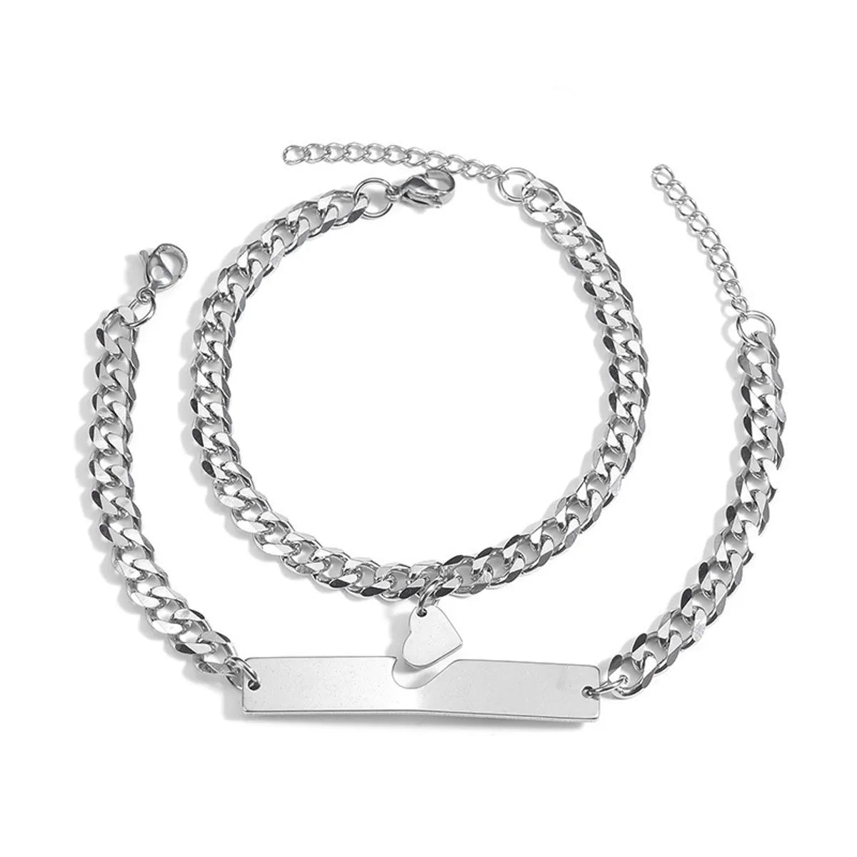 Simple Style Heart Shape Stainless Steel Polishing Plating Bracelets