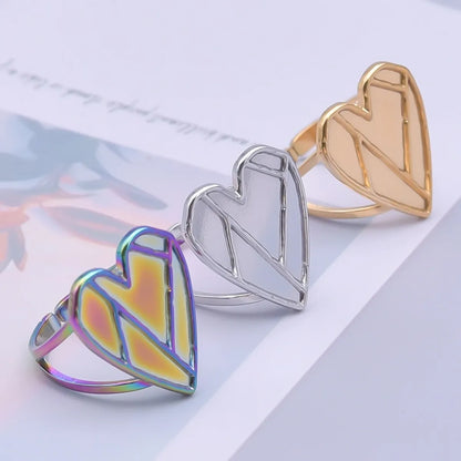 Simple Style Heart Shape Stainless Steel Polishing Plating Open Rings