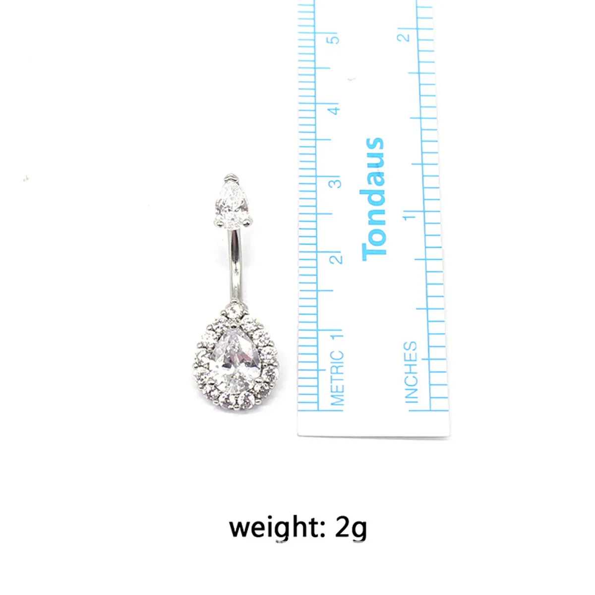 Simple Style Heart Shape Stainless Steel Rhinestone Zircon White Gold Plated Belly Ring