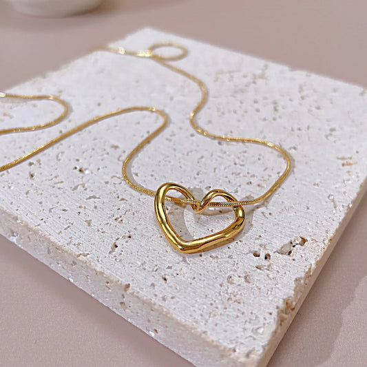 Simple Style Heart Shape Stainless Steel Titanium Steel Necklace