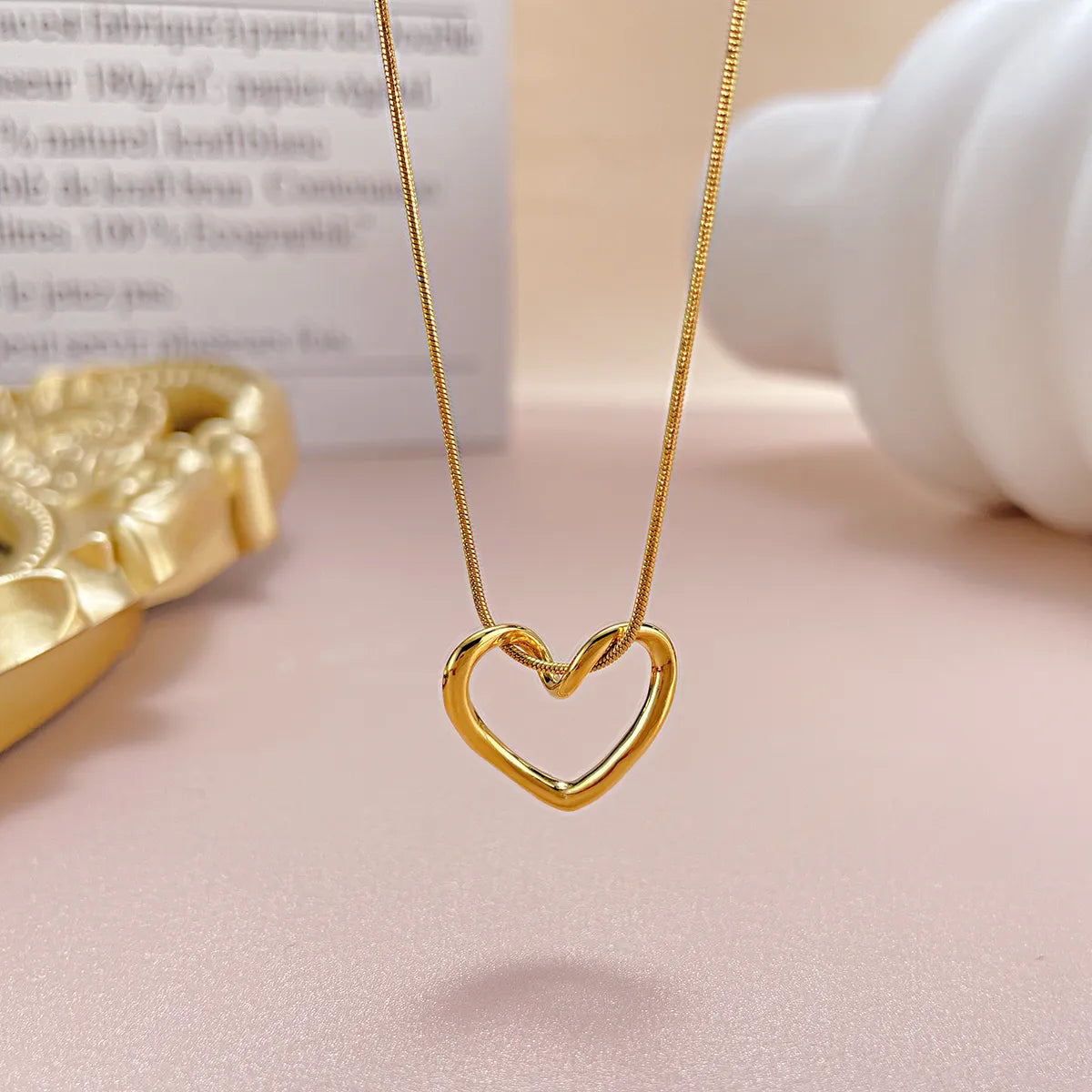 Simple Style Heart Shape Stainless Steel Titanium Steel Necklace