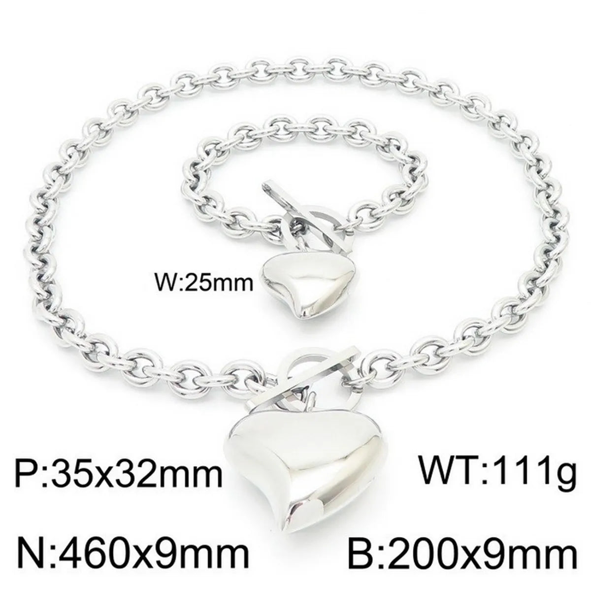 Wholesale Jewelry Simple Style Heart Shape Stainless Steel Titanium Steel 18K Gold Plated Plating Bracelets Necklace