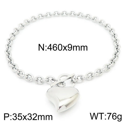 Wholesale Jewelry Simple Style Heart Shape Stainless Steel Titanium Steel 18K Gold Plated Plating Bracelets Necklace