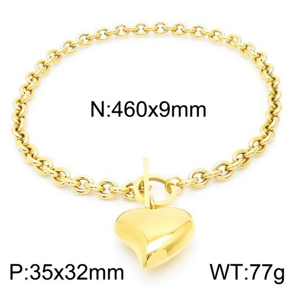 Wholesale Jewelry Simple Style Heart Shape Stainless Steel Titanium Steel 18K Gold Plated Plating Bracelets Necklace