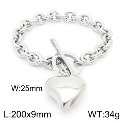 Wholesale Jewelry Simple Style Heart Shape Stainless Steel Titanium Steel 18K Gold Plated Plating Bracelets Necklace