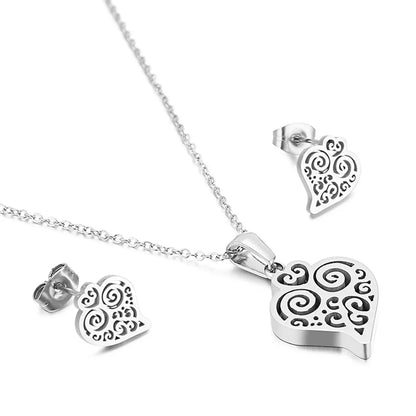 Simple Style Heart Shape Stainless Steel Titanium Steel Plating Jewelry Set