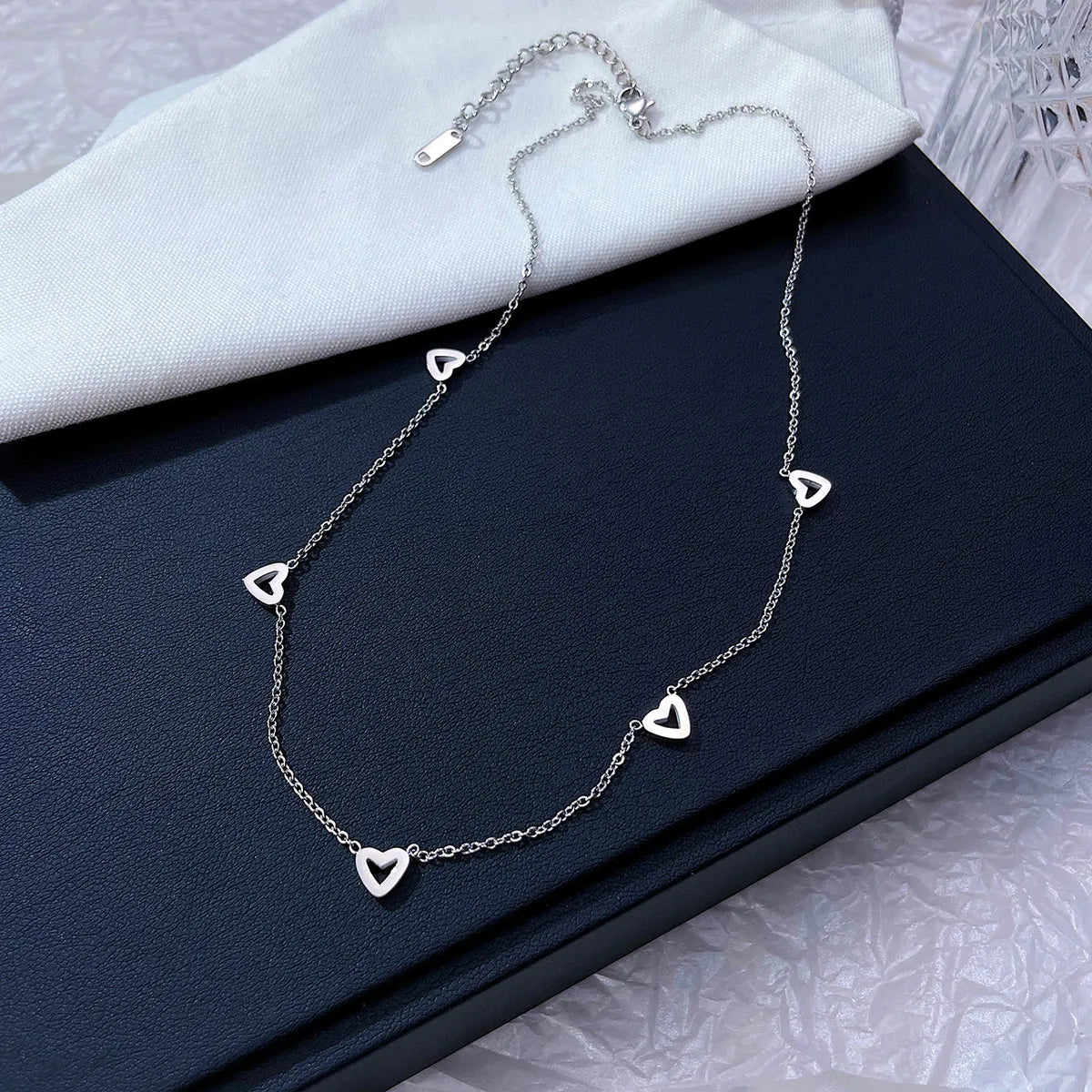 Simple Style Heart Shape Stainless Steel Titanium Steel Plating Necklace