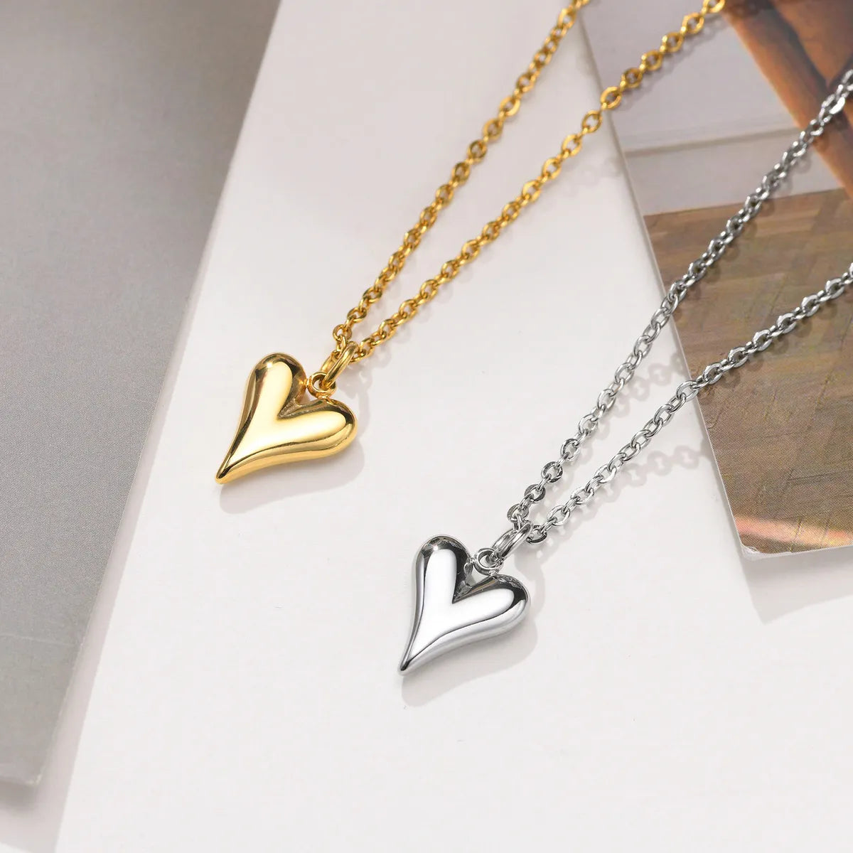 Simple Style Heart Shape Stainless Steel Titanium Steel Plating Pendant Necklace 1 Piece