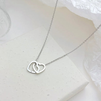 Wholesale Jewelry Simple Style Heart Shape 304 Stainless Steel White Gold Plated Gold Plated Pendant Necklace