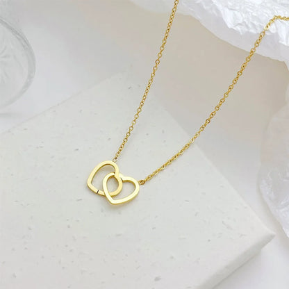 Wholesale Jewelry Simple Style Heart Shape 304 Stainless Steel White Gold Plated Gold Plated Pendant Necklace