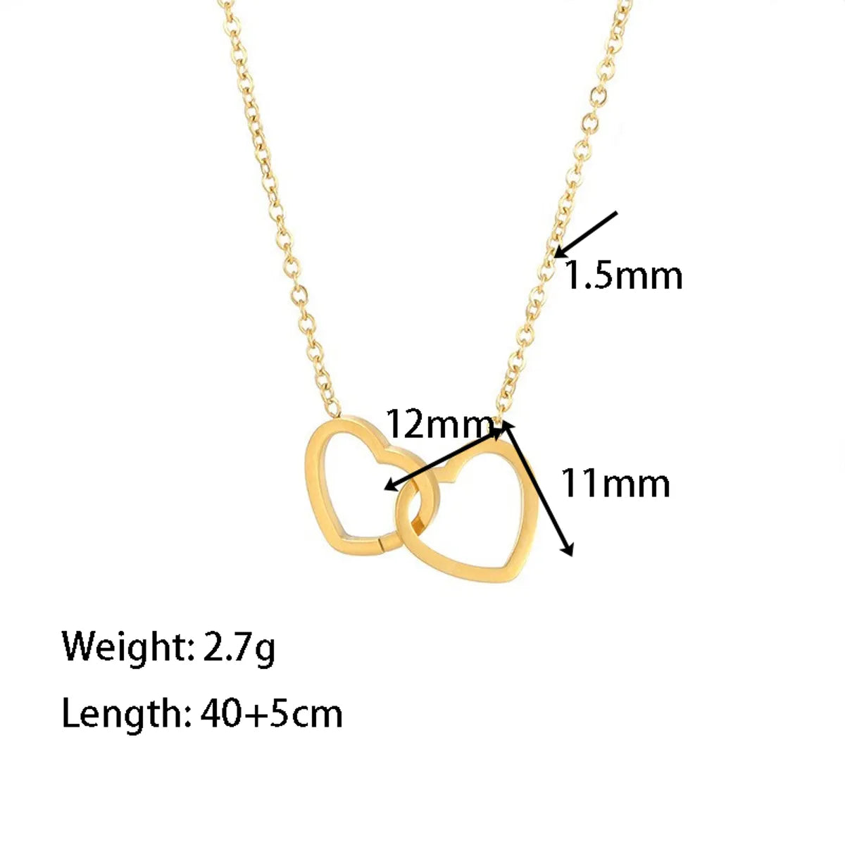 Wholesale Jewelry Simple Style Heart Shape 304 Stainless Steel White Gold Plated Gold Plated Pendant Necklace