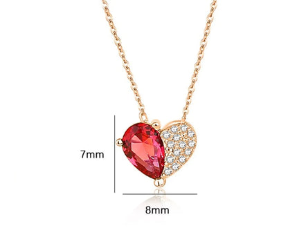 Simple Style Heart Shape Sterling Silver Inlay Zircon Pendant Necklace